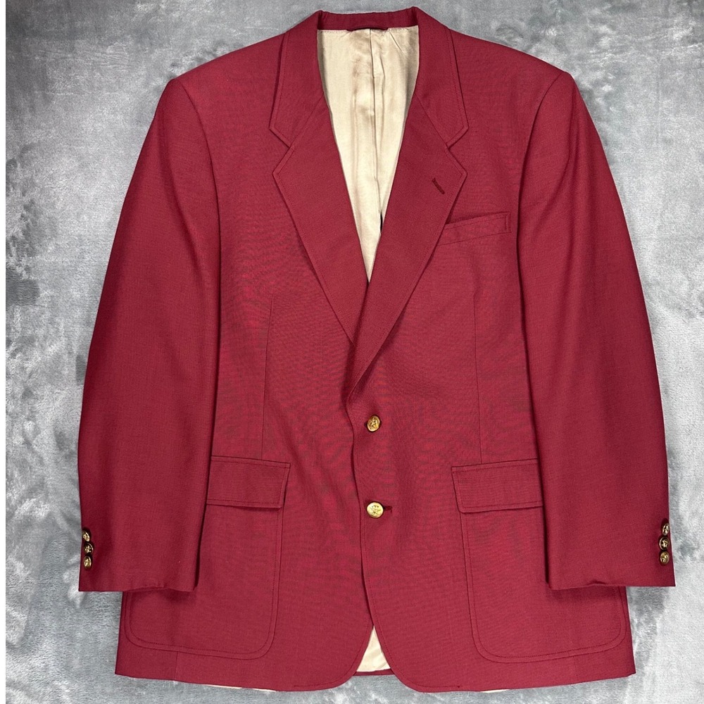 Jack Nicklaus Hart Schaffner Marx Mens 44L Red Blazer Sport Coat Gold Buttons